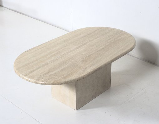 Oval Travertine Coffee Table-DR-1793120