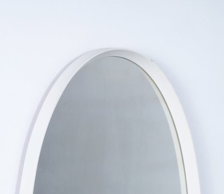 Oval White Wooden Wall Mirror, 1960s-SN-1030517