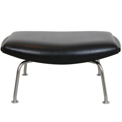 Ox-Chair Foot Stool in Black Leather by Hans Wegner-MTD-1736668