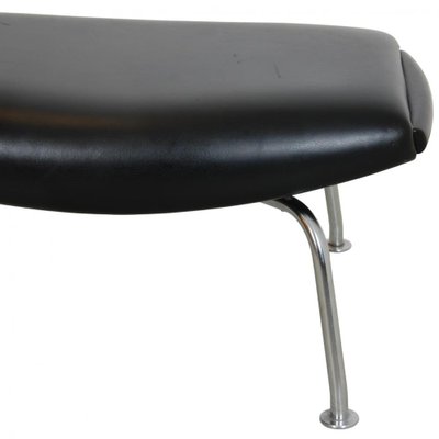 Ox-Chair Foot Stool in Black Leather by Hans Wegner-MTD-1736668