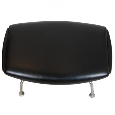 Ox-Chair Foot Stool in Black Leather by Hans Wegner-MTD-1736668