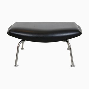 Ox-Chair Foot Stool in Black Leather by Hans Wegner-MTD-1736668