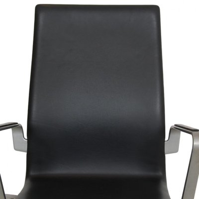 Oxford Chair in Black Leather by Arne Jacobsen-MTD-1800013