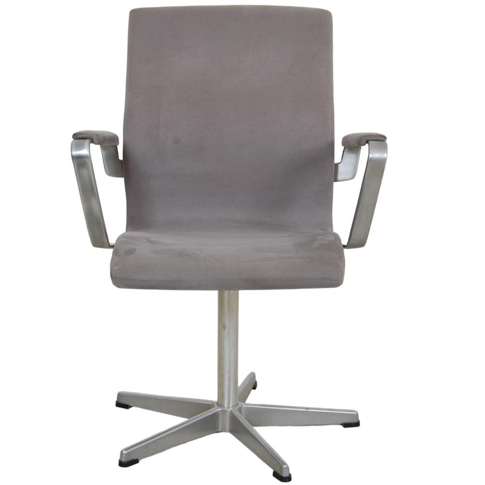 Oxford Chair in Grey Alcantara Fabric by Arne Jacobsen, 1980s