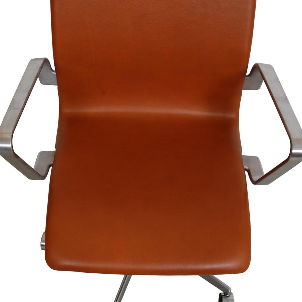 Oxford Office Chair in Walnut Aniline Leather by Arne Jacobsen, 2000s