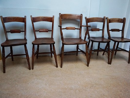 Oxford Windsor Bow Bar Back Chairs, 1850s, Set of 5-EA-1777182