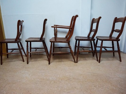 Oxford Windsor Bow Bar Back Chairs, 1850s, Set of 5-EA-1777182