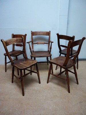 Oxford Windsor Bow Bar Back Chairs, 1850s, Set of 5-EA-1777182