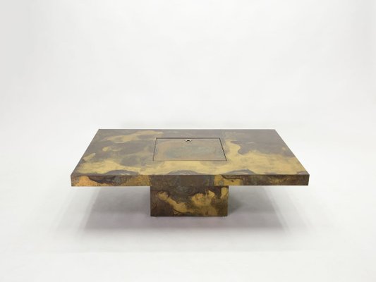 Oxidized Brass Coffee Table by Isabelle and Richard Faure for Honoré Paris, 1970s-YJA-888366