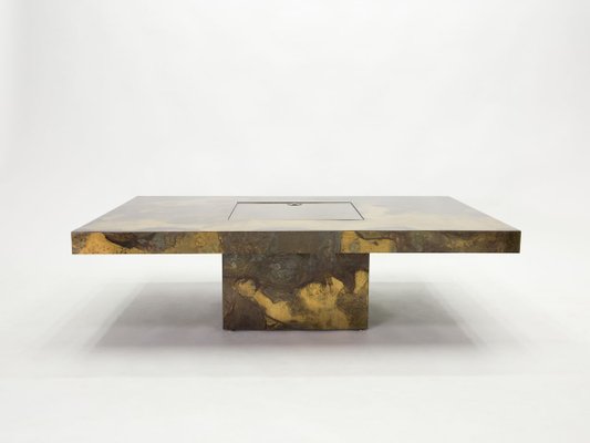 Oxidized Brass Coffee Table by Isabelle and Richard Faure for Honoré Paris, 1970s-YJA-888366