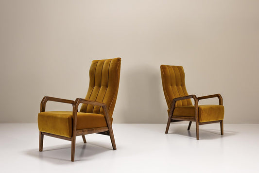 P 30 Armchairs in Ocher by Osvaldo Borsani for Tecno, Italy, 1953, Set of 2