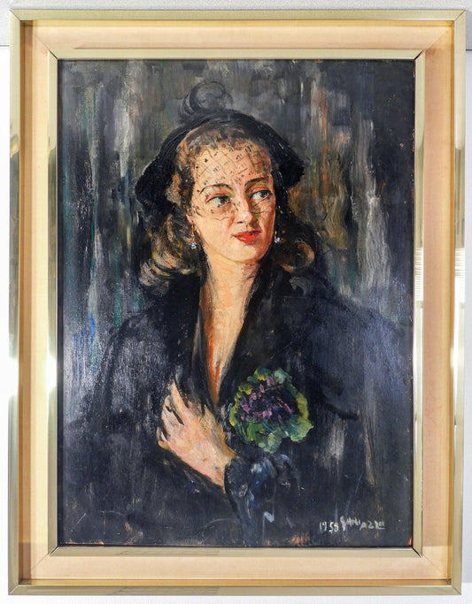 P. A. Gariazzo, Portrait, 1958, Oil Painting, Framed