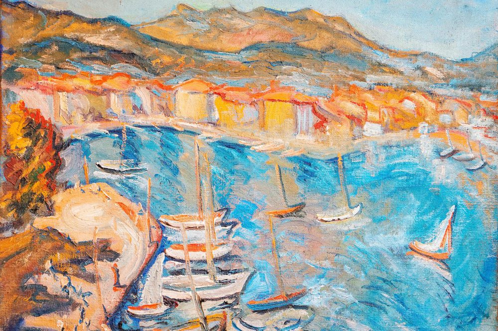 P. Bugard, Port de Sanary Sur Mer, Mid-20th Century, Oil Painting, Framed