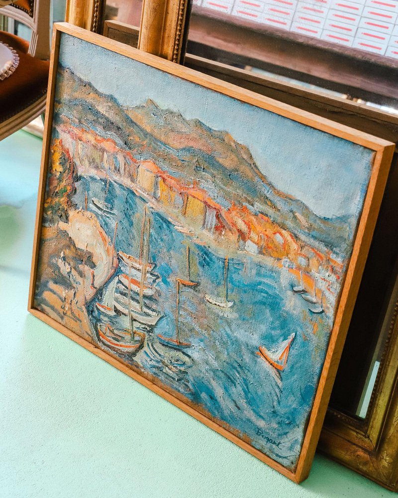 P. Bugard, Port de Sanary Sur Mer, Mid-20th Century, Oil Painting, Framed