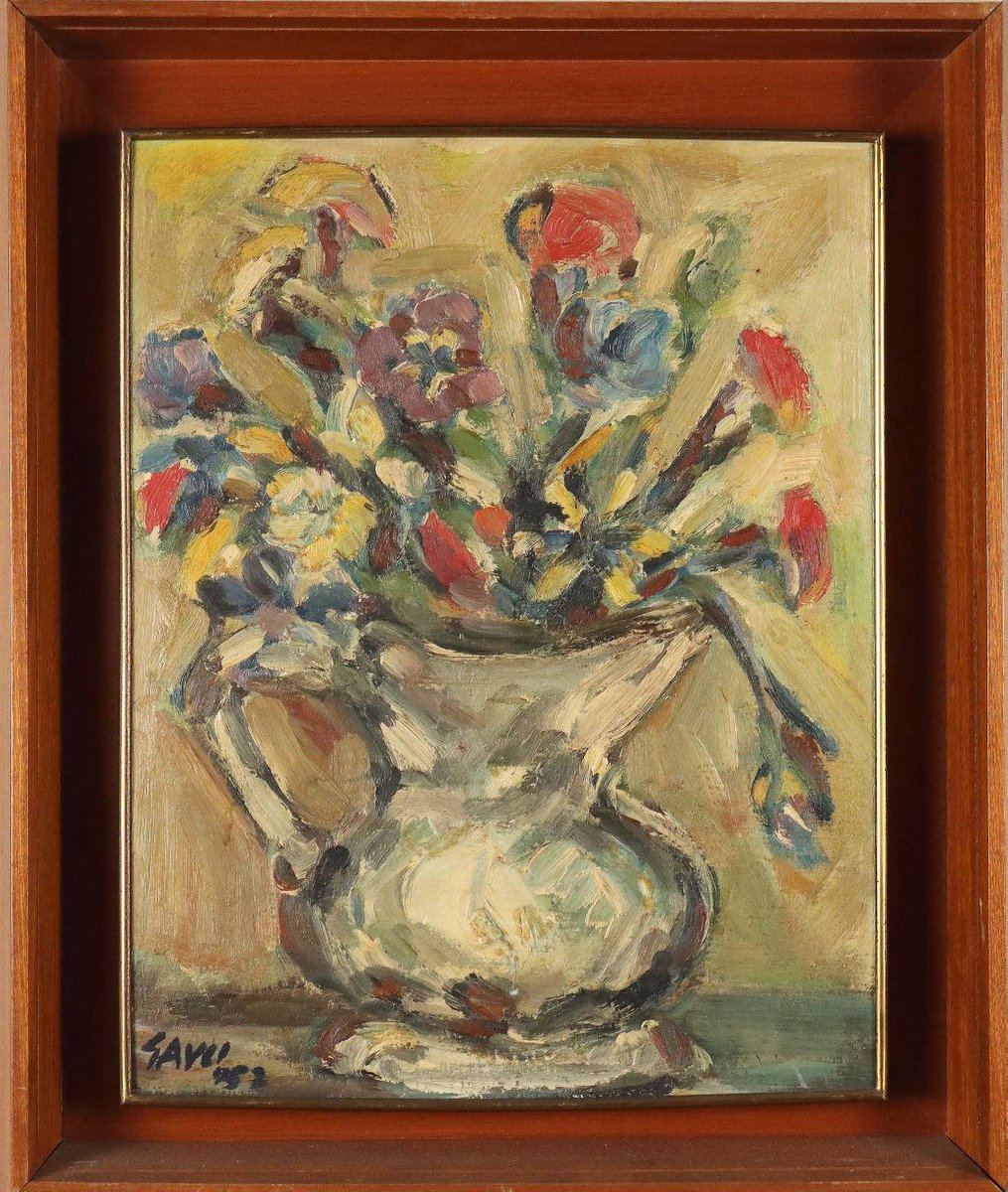 P. Gauli, Still Life, 1957, Oil on Board, Framed