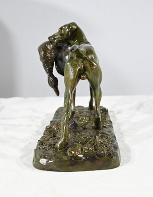 P.J Mêne, Braque au Canard, Mid-19th Century, Bronze-RVK-1793538