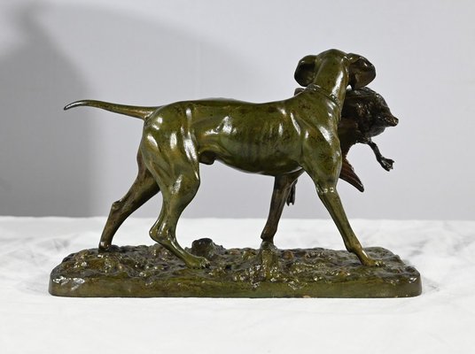 P.J Mêne, Braque au Canard, Mid-19th Century, Bronze-RVK-1793538