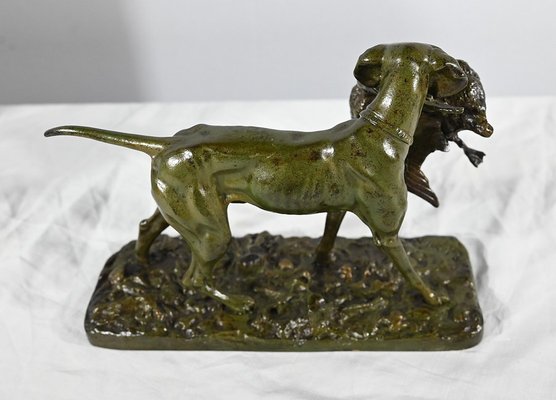 P.J Mêne, Braque au Canard, Mid-19th Century, Bronze-RVK-1793538