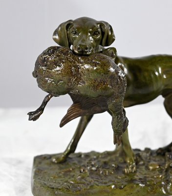 P.J Mêne, Braque au Canard, Mid-19th Century, Bronze-RVK-1793538