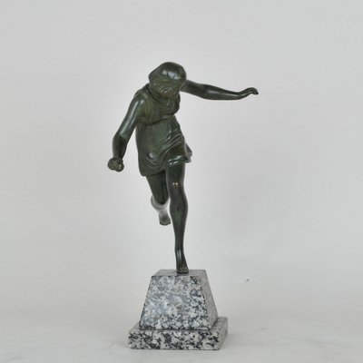 P Le Faguays, Art Deco Woman with Ball, 20th Century, Bronze-SYQ-1363710