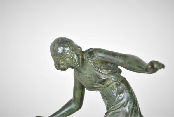 P Le Faguays, Art Deco Woman with Ball, 20th Century, Bronze-SYQ-1363710