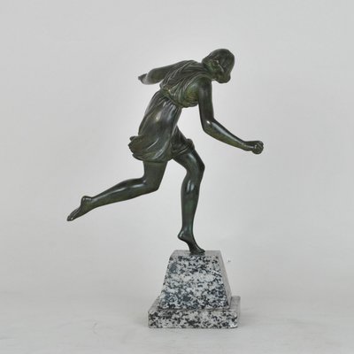 P Le Faguays, Art Deco Woman with Ball, 20th Century, Bronze-SYQ-1363710