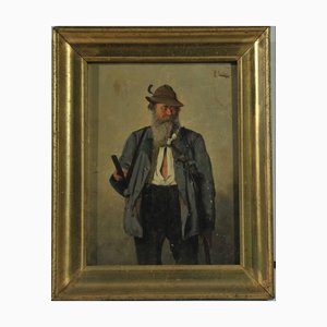 P. Luigi, Portrait of a Hunter, 19th Century, Oil Painting-QOR-2022579