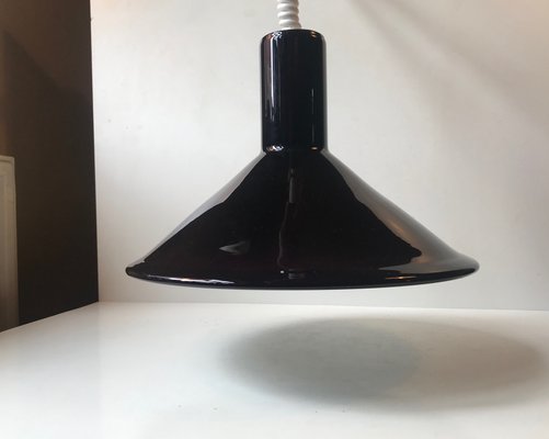 P&T Pendant Light in Aubergine Glass by Michael Bang for Holmegaard, 1970s-LCR-670142