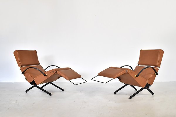 P40 Lounge Chairs in Cognac Leather by Osvaldo Borsani for Tecno, 1960s, Set of 2-TEA-1286699