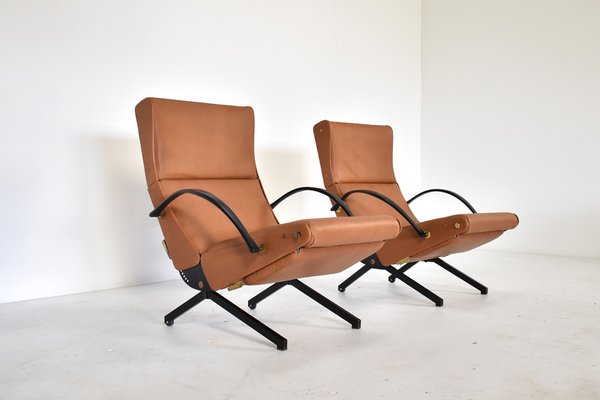 P40 Lounge Chairs in Cognac Leather by Osvaldo Borsani for Tecno, 1960s, Set of 2-TEA-1286699