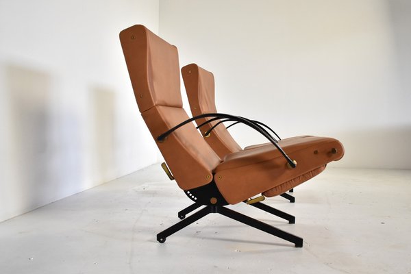 P40 Lounge Chairs in Cognac Leather by Osvaldo Borsani for Tecno, 1960s, Set of 2-TEA-1286699