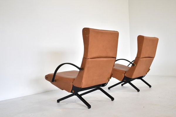 P40 Lounge Chairs in Cognac Leather by Osvaldo Borsani for Tecno, 1960s, Set of 2-TEA-1286699