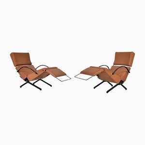 P40 Lounge Chairs in Cognac Leather by Osvaldo Borsani for Tecno, 1960s, Set of 2-TEA-1286699