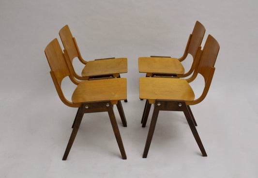 P7 Stacking Chairs by Roland Rainer for Emil & Alfred Pollak, 1950s, Set of 4