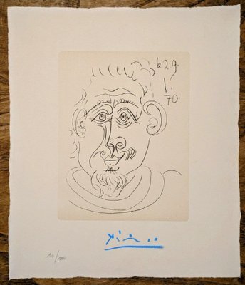 Pablo Picasso, Head of a Man with Goatee, Hand-Signed Etching, 1970-NRC-1785714