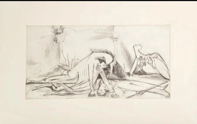 Pablo Picasso, Horse and Bull Preparatory Sketch for Guernica, Lithograph, 1937-NRC-1718609