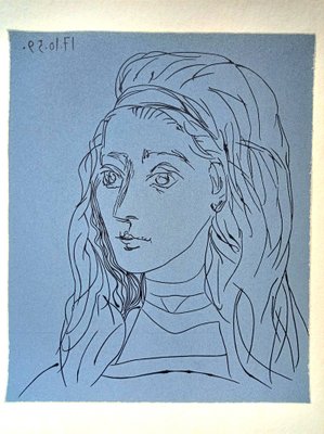 Pablo Picasso, Jacqueline's Portrait, Original Linocut, 1962-NRC-1384654