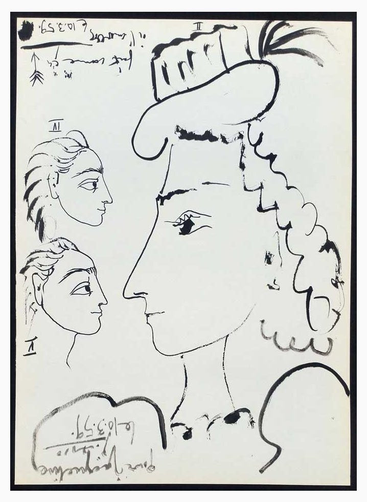 Pablo Picasso, Jacqueline's Portraits, 1st Edition in Toros y Toreros, 1961, Original Lithographs, Set of 2