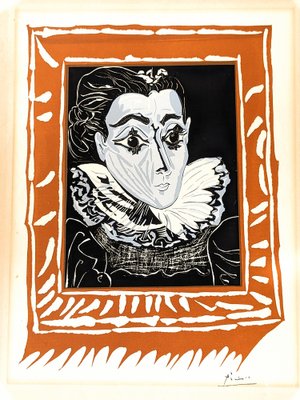 Pablo Picasso, Lady with a Collar, Original Linocut in Six Colours, 1963-NRC-1700932