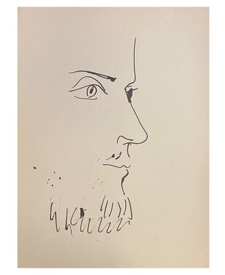 Pablo Picasso, Man Profile, Original Lithograph, 1957-NRC-1783422