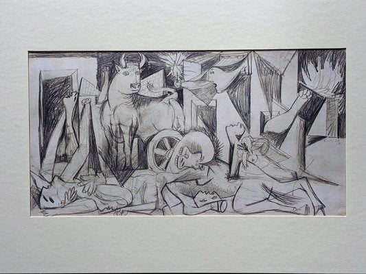 Pablo Picasso, Preparatory Sketch for Guernica I, Lithograph, 1930s-NRC-1760230