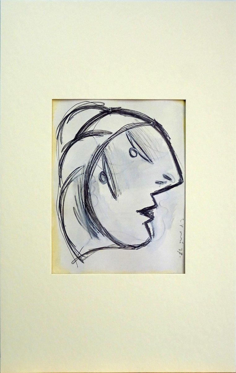 Pablo Picasso, Study for a Man's Head, Lithographic preparatory sketch for Giernica