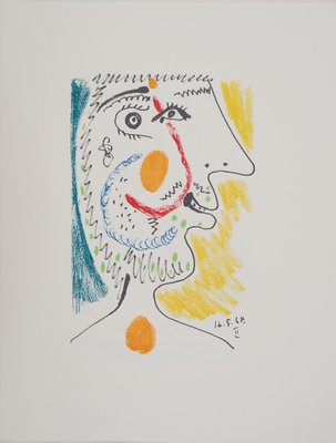 Pablo Picasso, The Taste of Happiness, Portrait in Blue and Yellow, Lithograph-KHH-2039373