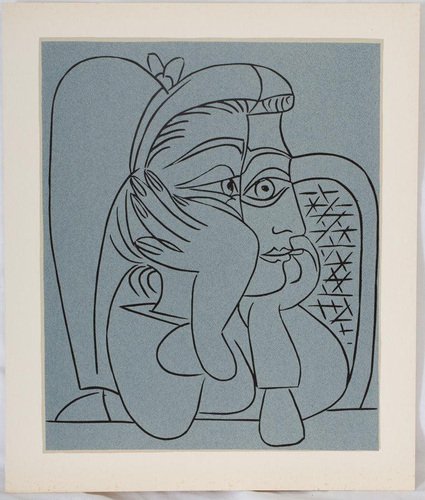 Pablo Picasso, Woman Leaning on Her Elbows, 1962, Lithograph