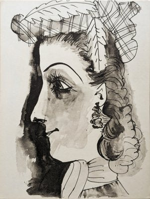 Pablo Picasso, Woman Left Profile, Original Lithograph, 1957-NRC-1787711