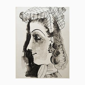 Pablo Picasso, Woman Left Profile, Original Lithograph, 1957-NRC-1787711