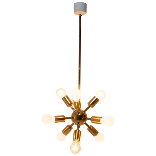 pace Age Ten Arm Brass Sputnik Chandelier, 1960s