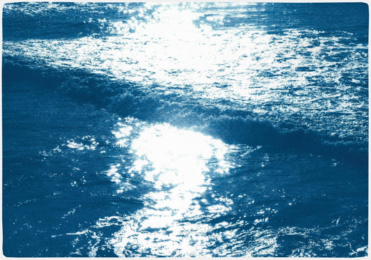 Pacific Sunset Waves, 2020, Cyanotype