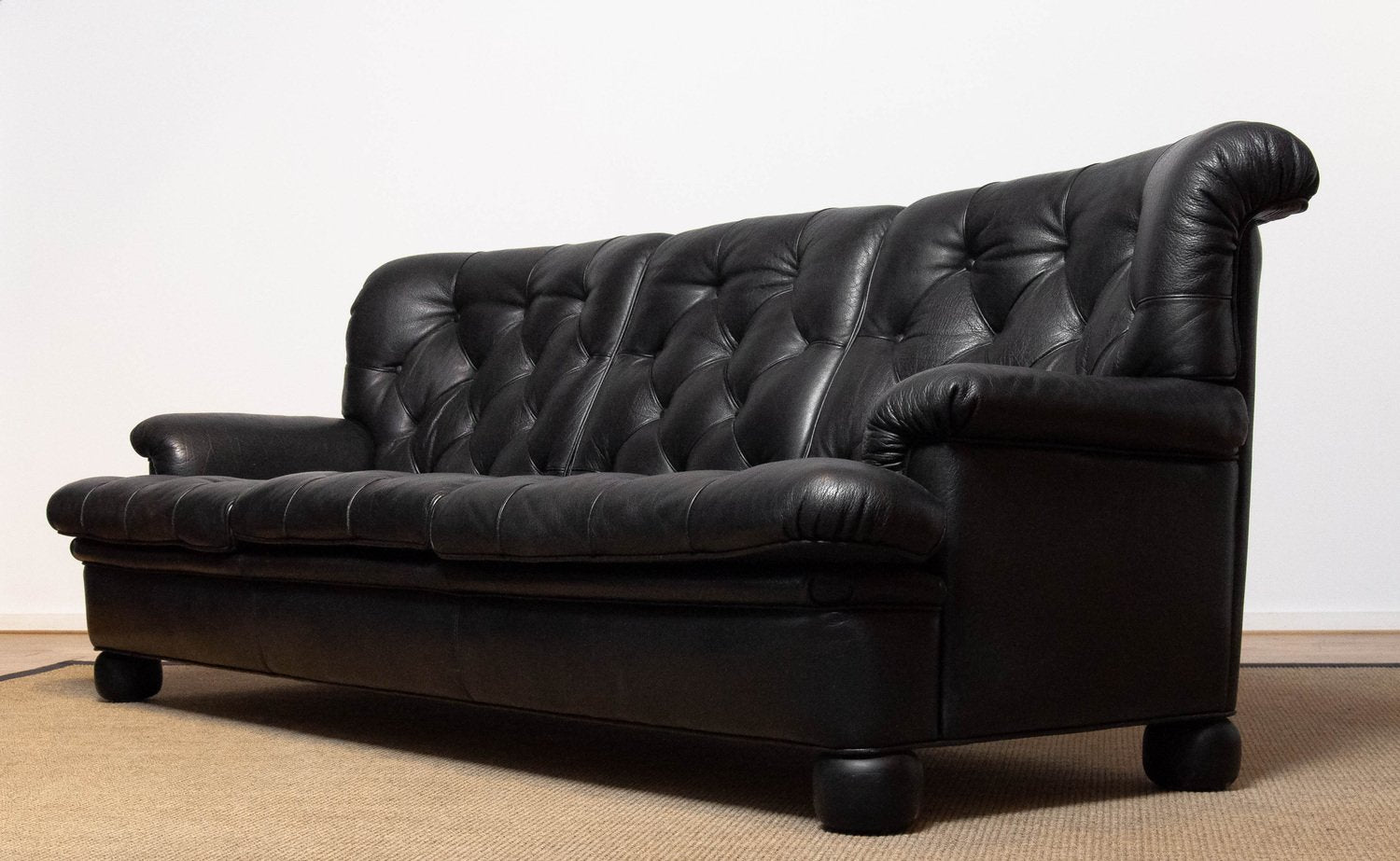 Padded Black Leather Model Jupiter Sofa by Arne Norell Sweden for Arne Norell Ab, 1960