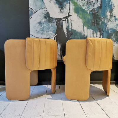 Padded Chairs in Beige Leather Mod. Dinette by Luigi Massoni for Poltrona Frau, 1970s, Set of 4-PRS-1693574